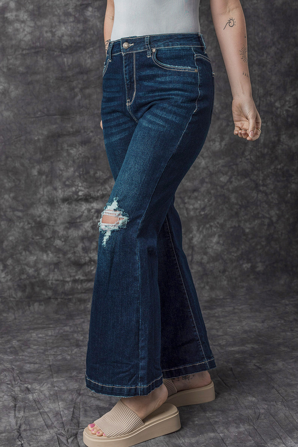 Jeans for Women Ripped Flared High Rise