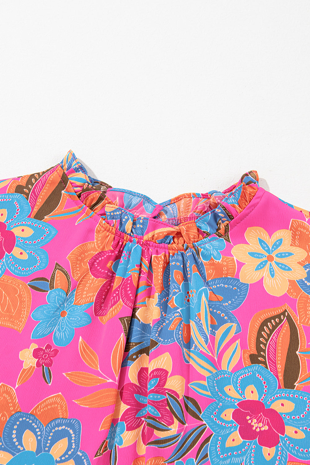 Women's Blouse Featuring Floral-Print Frill-Trimmed Plus Size