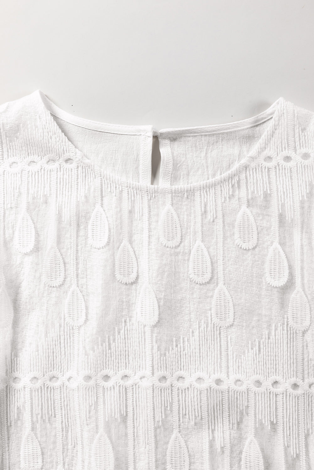 Women's Flounce Sleeve Embroidered Mesh Blouse