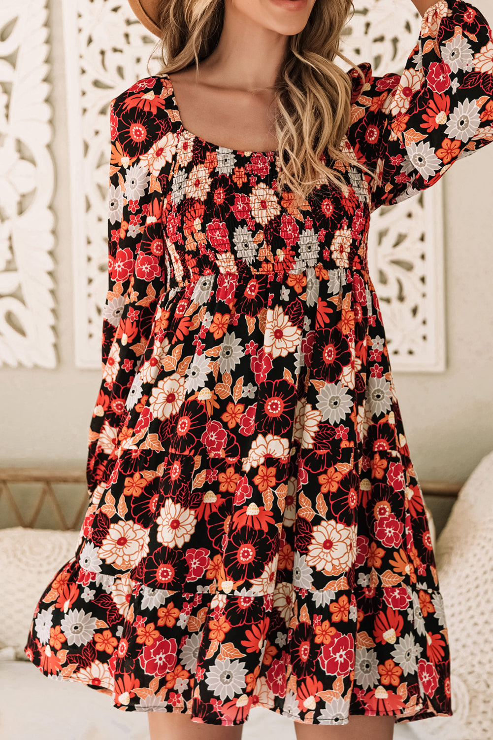Women's Shirred High-Rise Floral Dresses