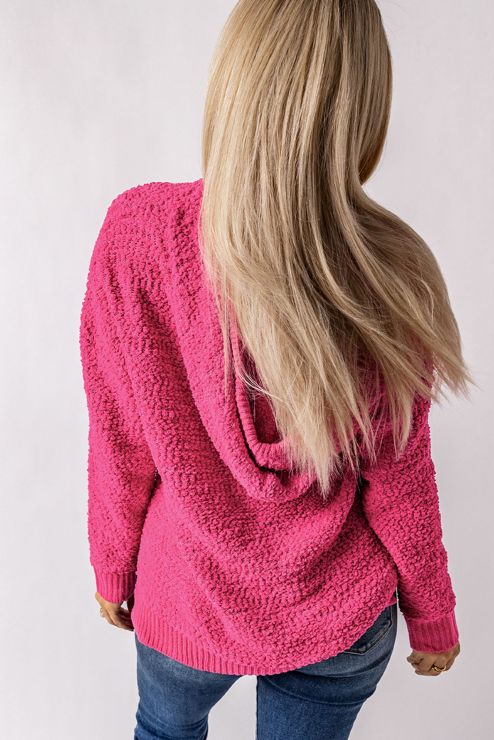 Women's Loose Textured Hooded Sweater