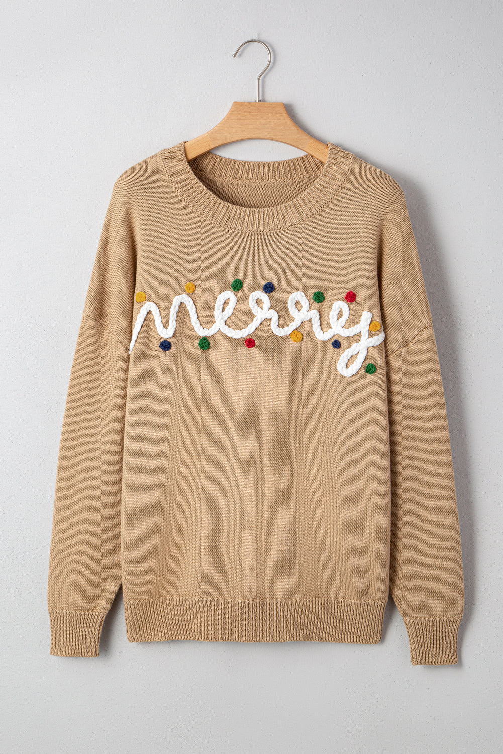 Merry Detail Colorful Dot Christmas Dolman Knit Top