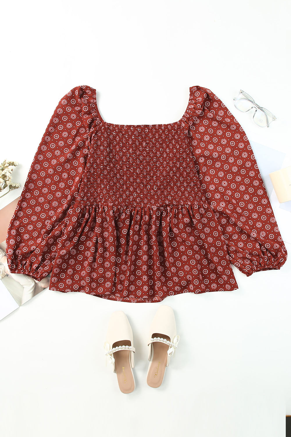 Women's Peplum Plus Size Square Neck Blouse