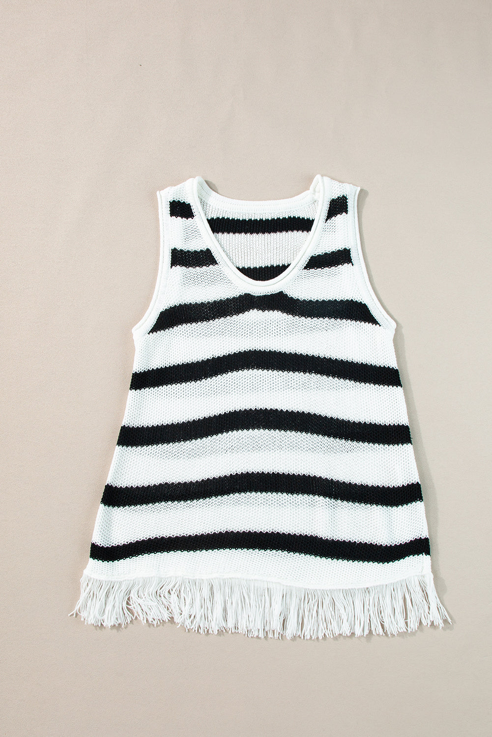 Women's Tank Top Featuring Loose Knitted Fringe