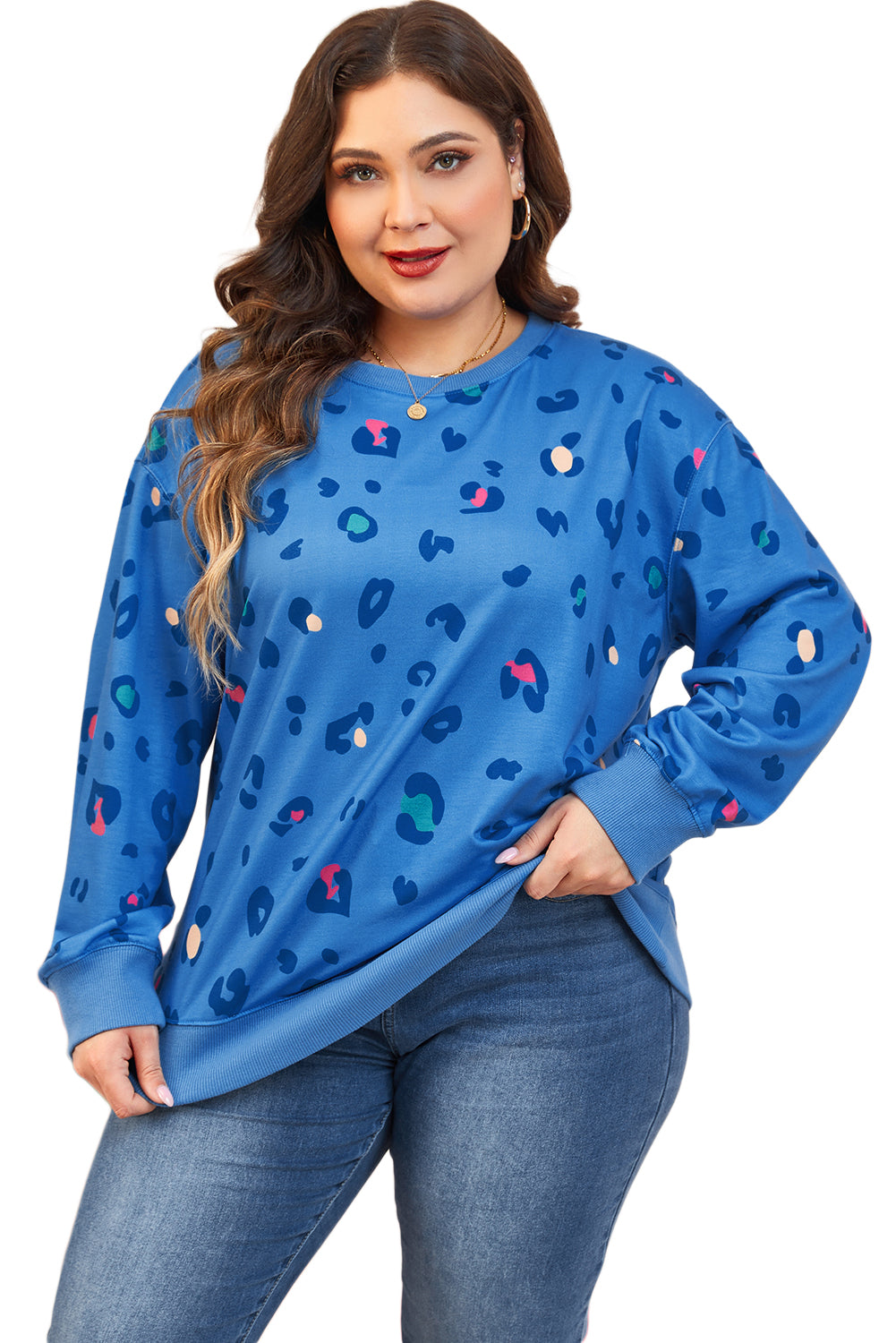 Women's Rib-Knitted Edge Pullover Sweatshirt