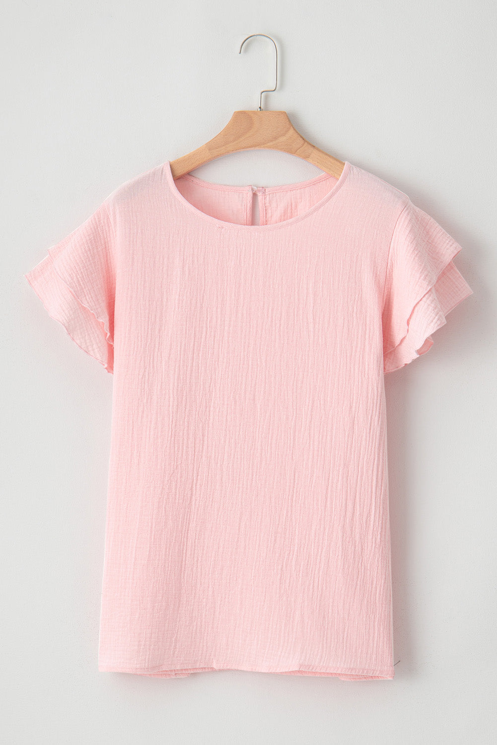 Top for Women Crinkle Textured Ruffle-Trimmed Plus Size