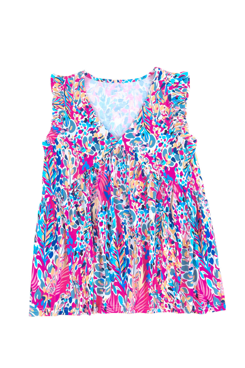 Women's Tank Top with Bohemian Pattern Flounce