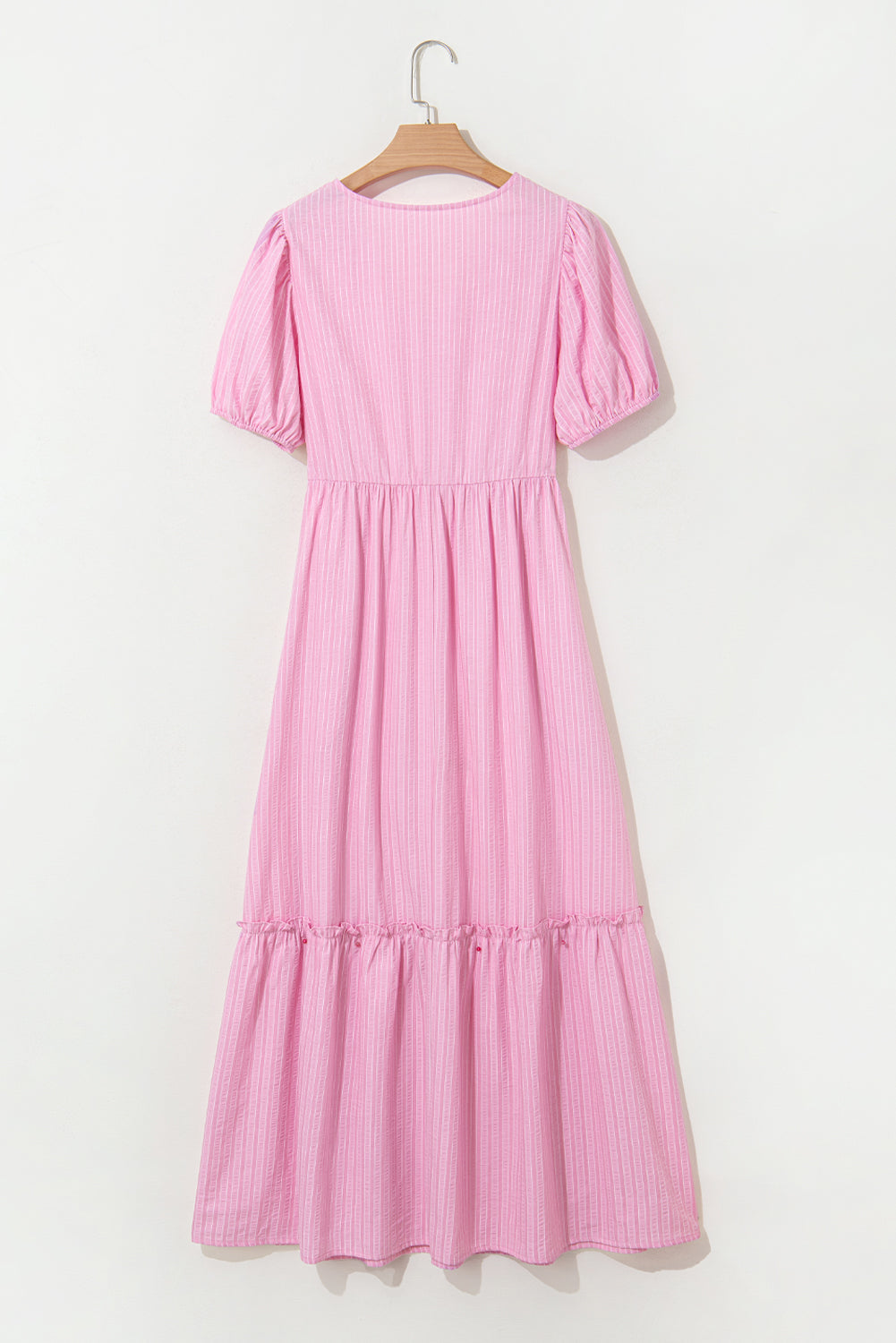 V-Neck Puff Short-Sleeved Maxi Dress