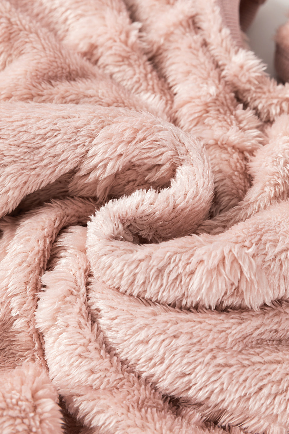 Textured Leopard Fleece Loose 2-Piece Lounge Set in Light Pink