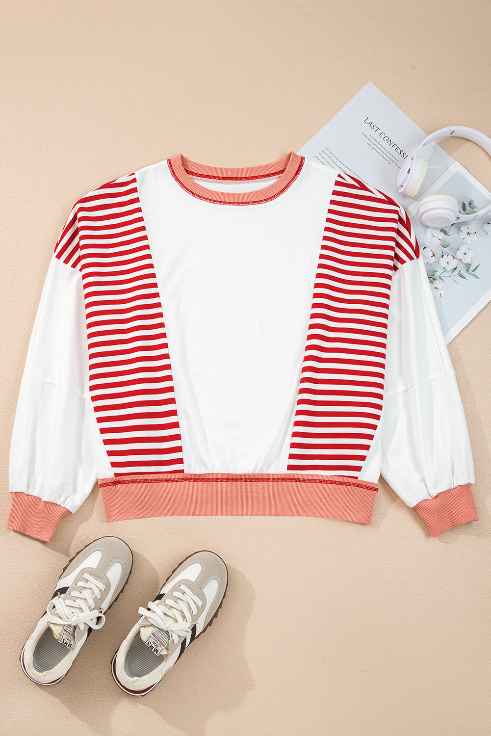 Colorblock Stitching Patchwork Contrast Oversize Sweatshirt