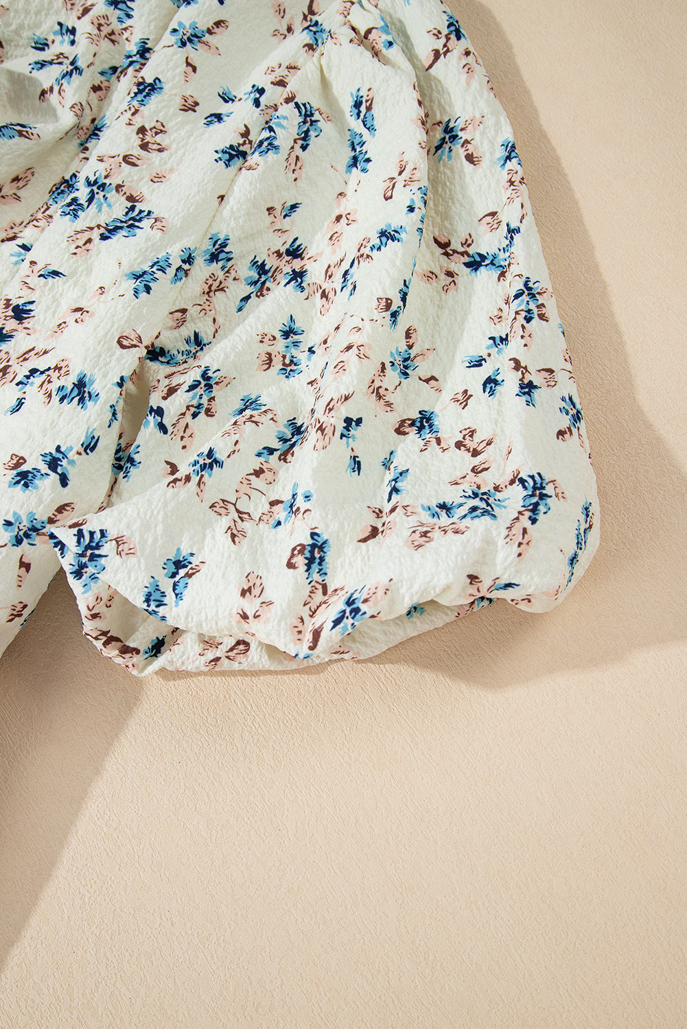 Floral Puff Short Sleeve Empire Waist Mini Dress