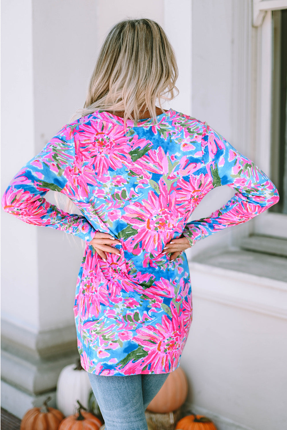 Cardigan for Women Flower Long-Sleeve Button Up