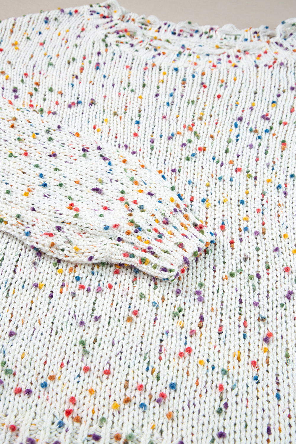 Colorful Confetti Distressed Knit Sweater