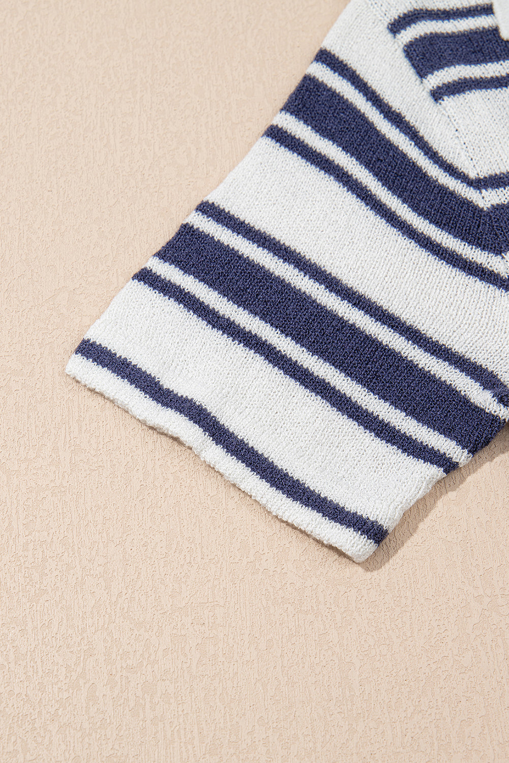 Stripe Collared Button V Neck Knitted T Shirt