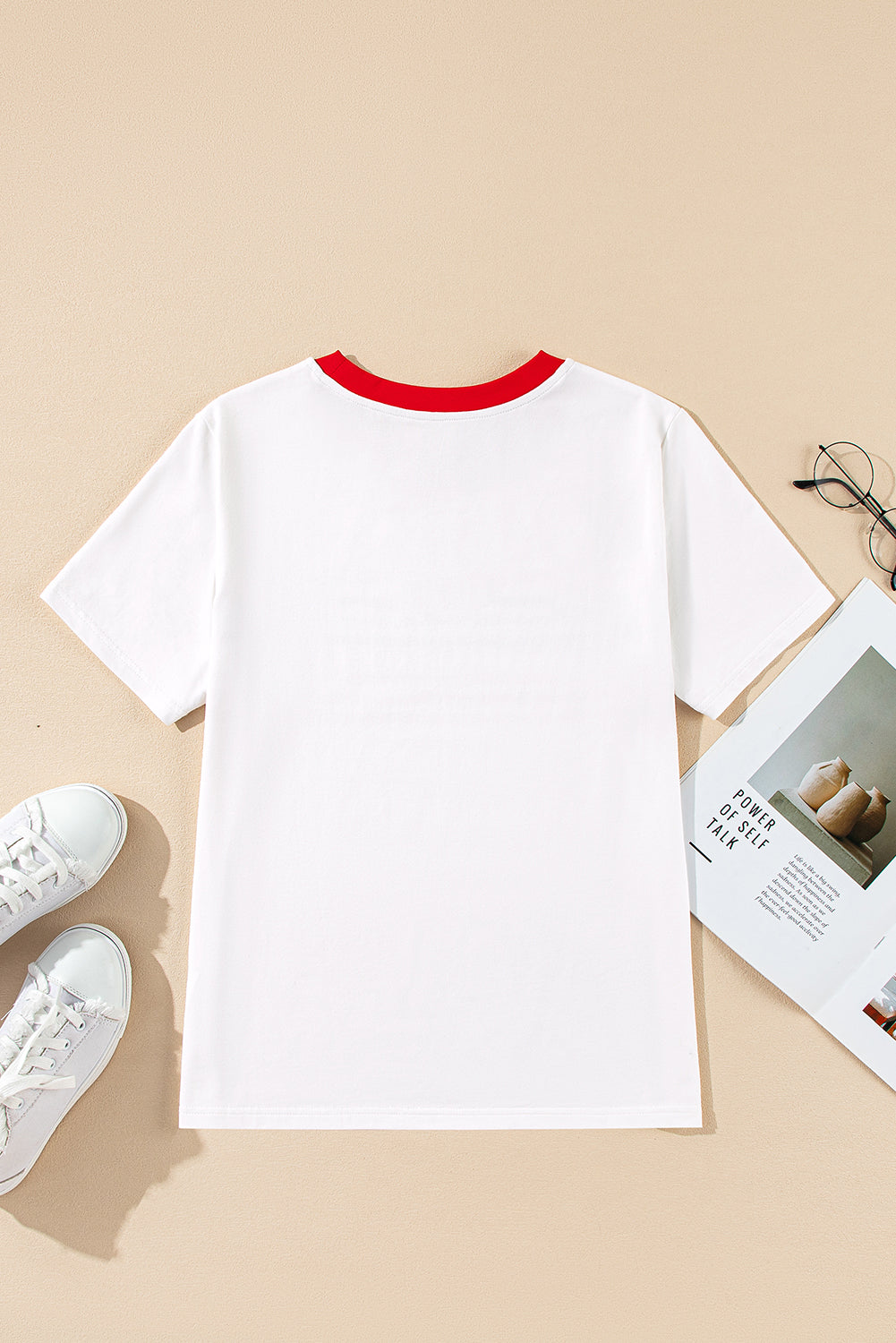 Rainbow Stripe Print Contrast Crewneck T Shirt