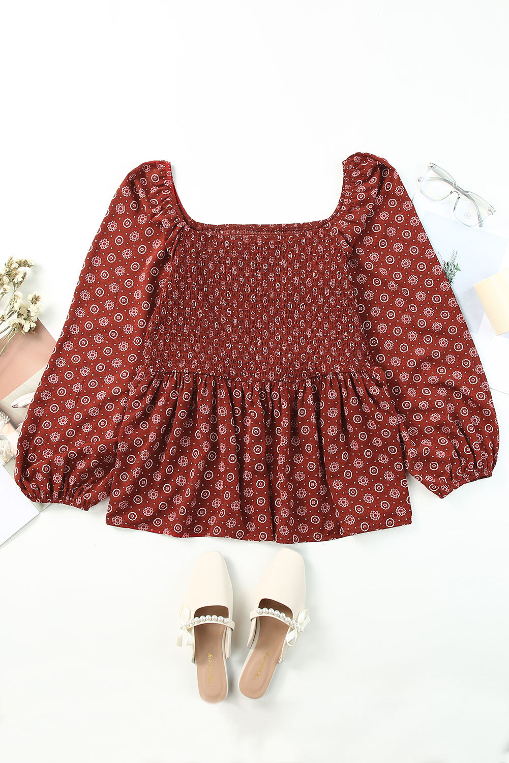 Women's Peplum Plus Size Square Neck Blouse