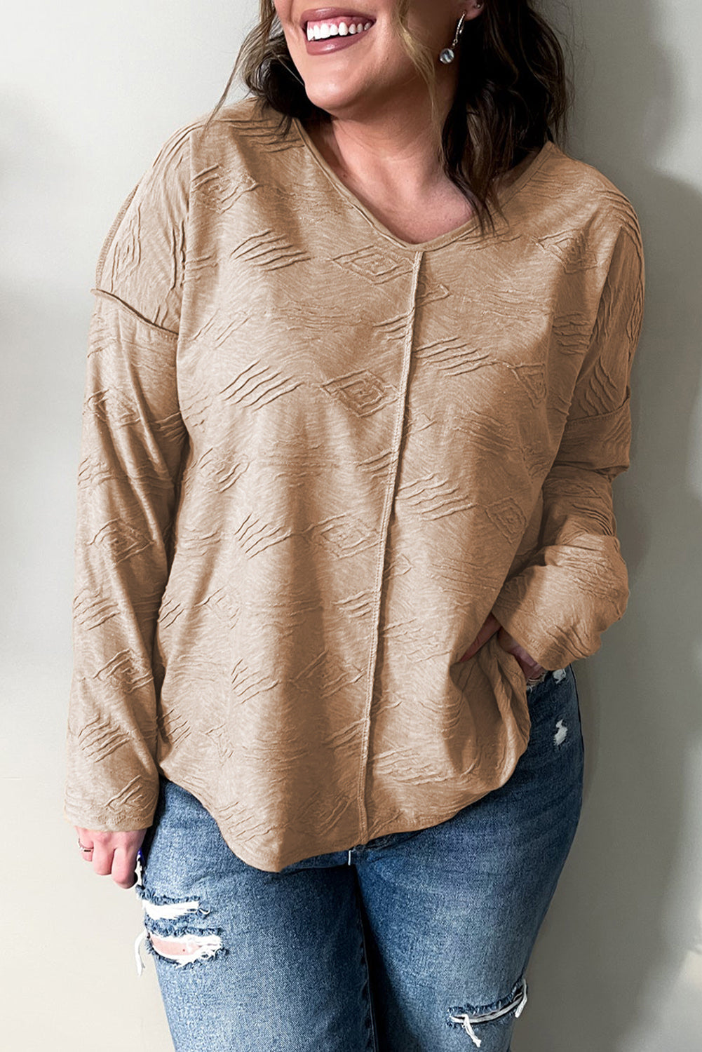 Women's Top with Plus Size Exposed Seam