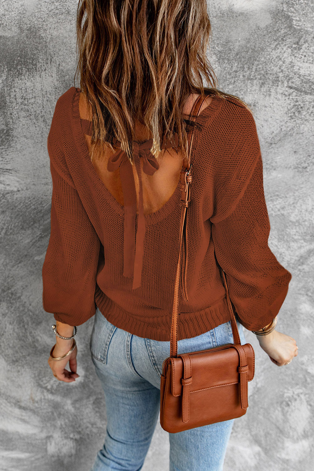 Sweater for Women Cut-out Dropped-Shoulder Back