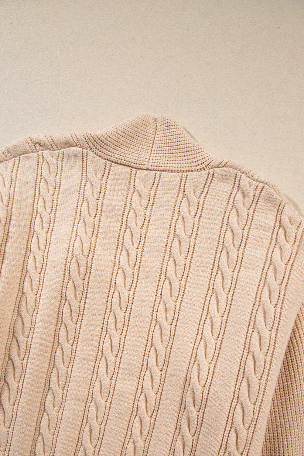 Cable Oversize Chunky Knit Open-Front Midi-length Cardigan