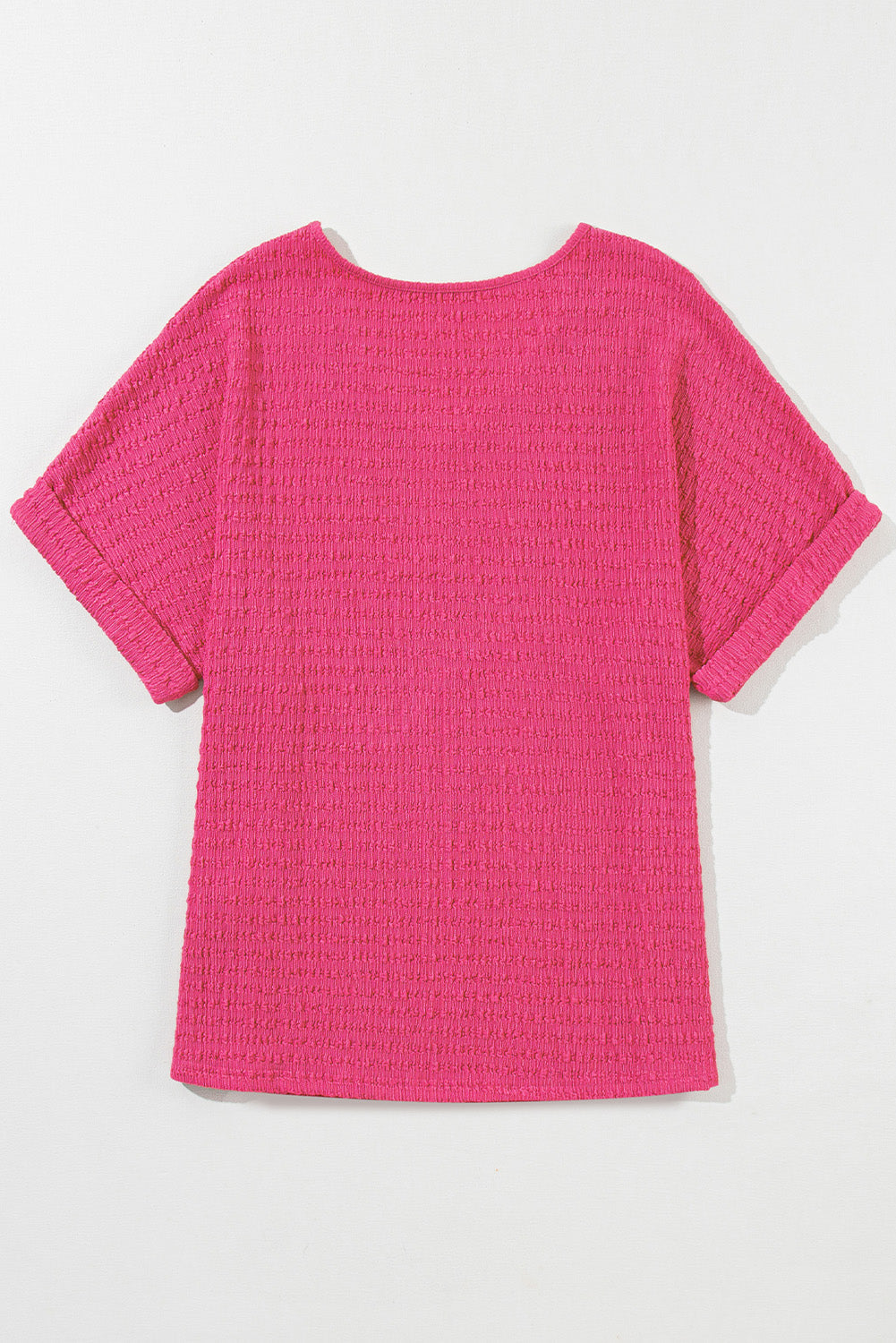 Women's Tee Featuring V Neck Textured Rolled Sleeve