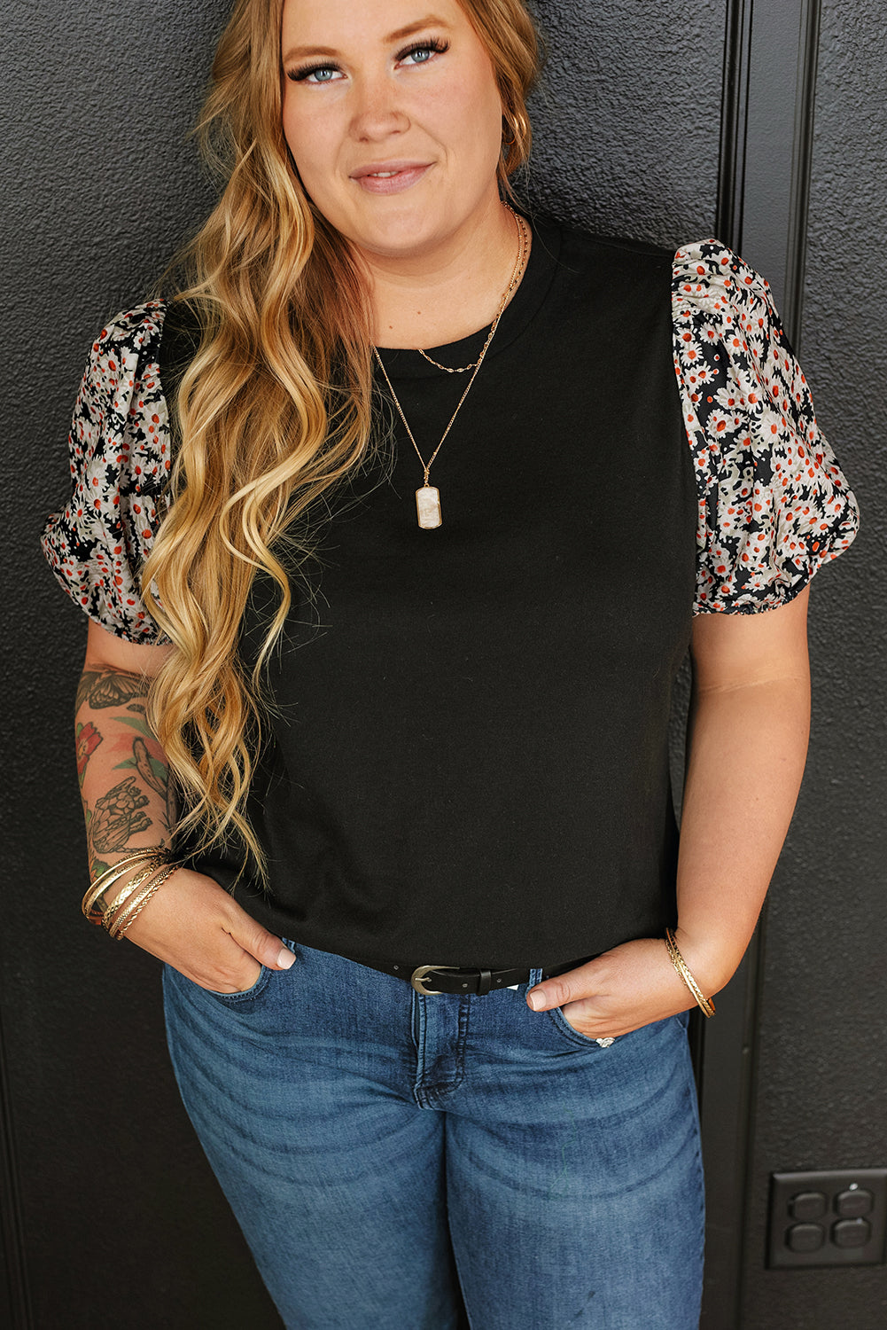 Women's Top with Daisy Plus Size Tunic