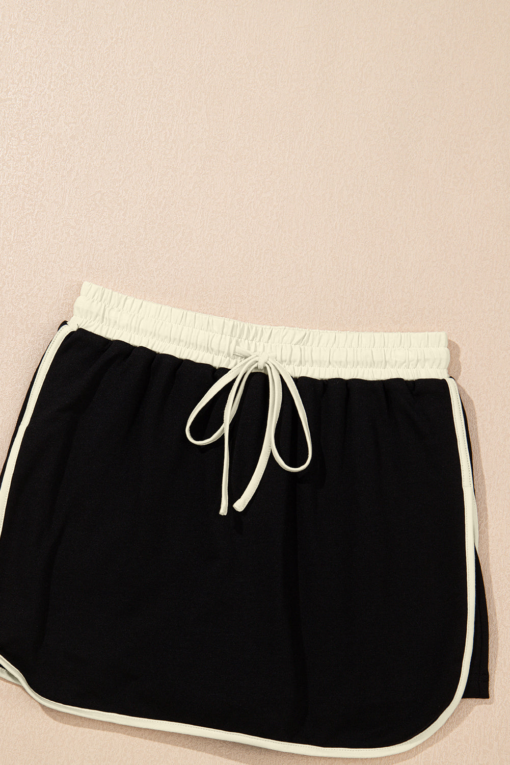 Colorblock Edge Drop-Shoulder T Shirt and Skort 2-Piece Outfit in Black