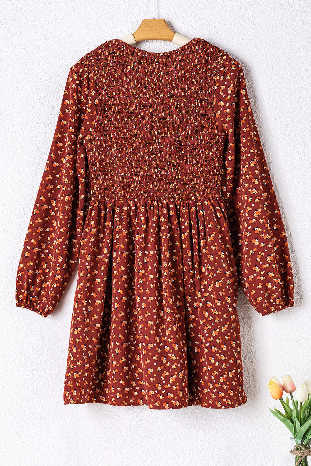 Women's Dresses Featuring Floral-Print Shirred Bodice Mini