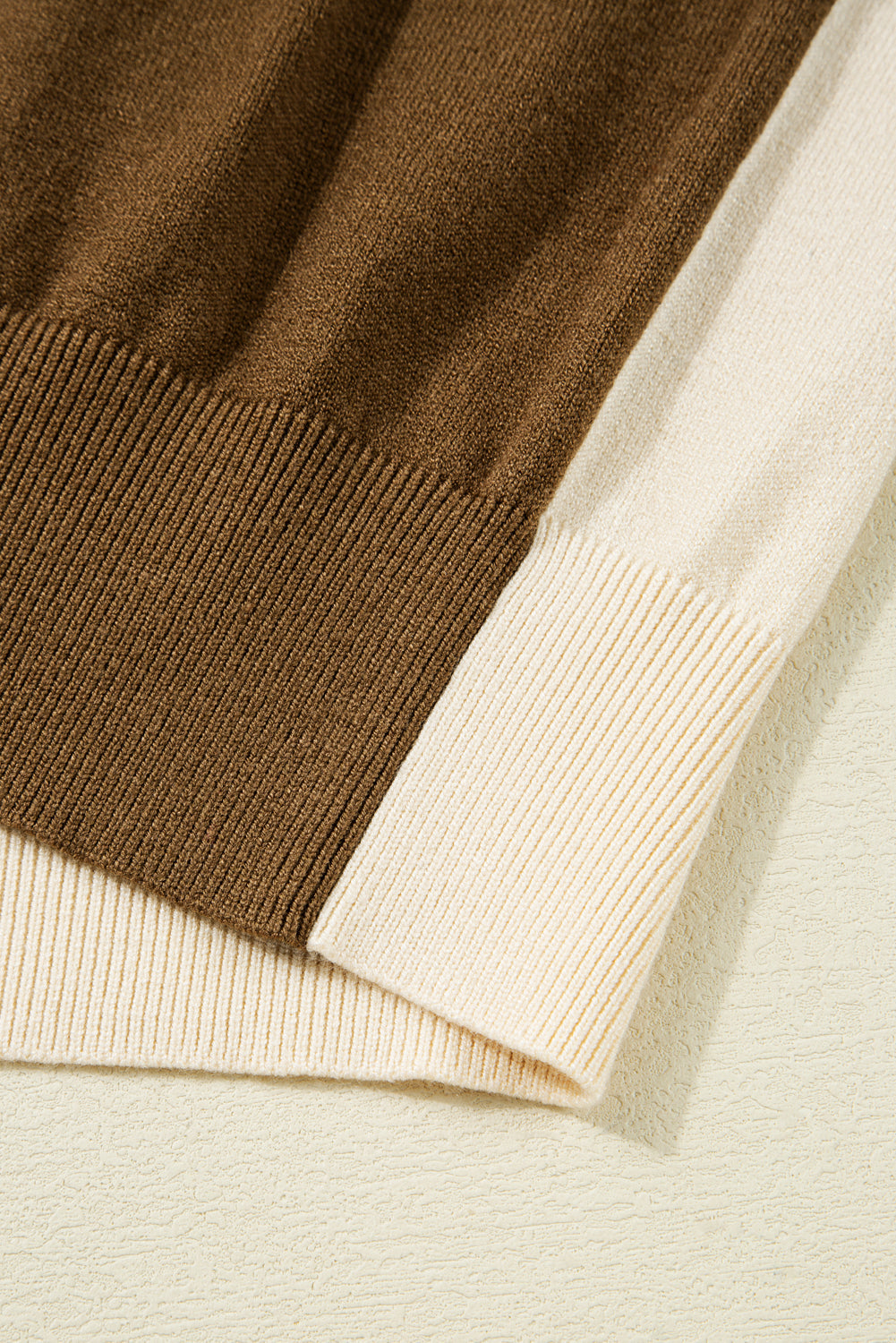 Raglan Puff Colorblock Puff Sleeve Mock-Neck Knit Top