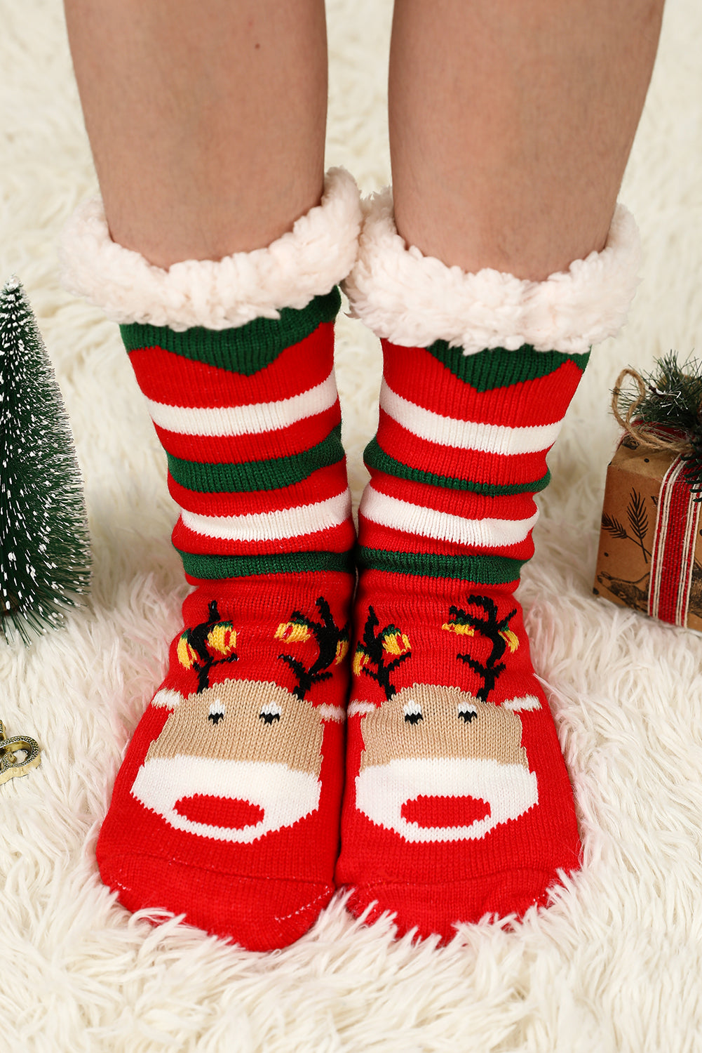 Cartoon Pattern Christmas Pattern Woolen Knit Socks