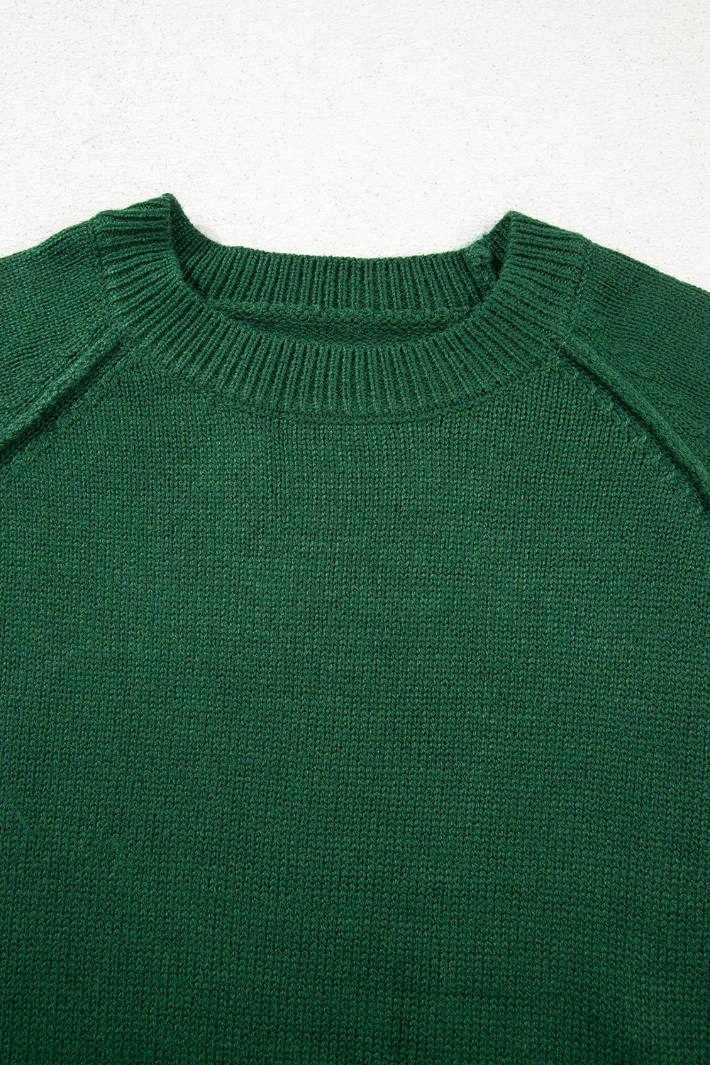Evergreen Raglan Sleeve Crew-Neck Knit Top