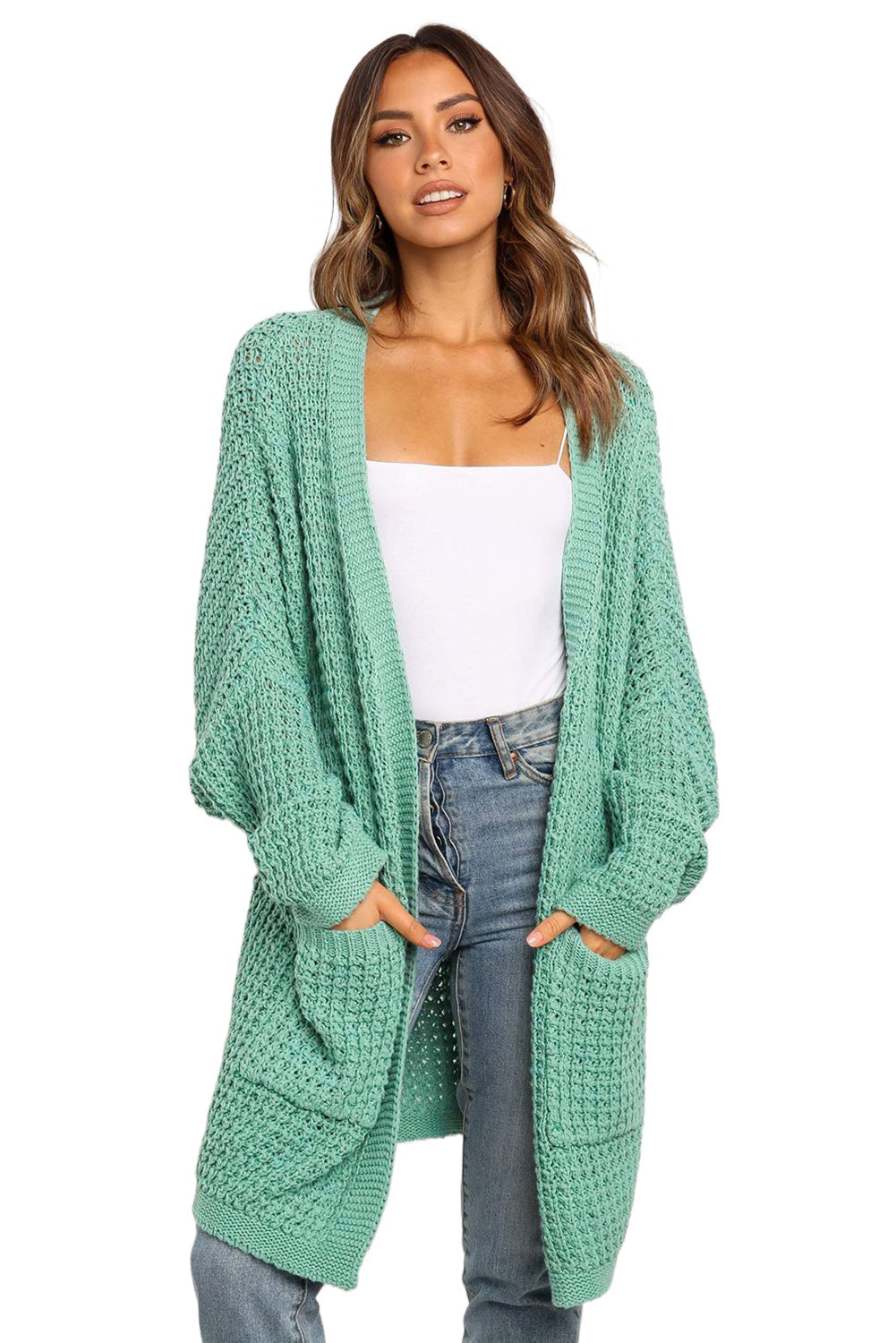 Cardigan for Women Knitted Long Line Open Front