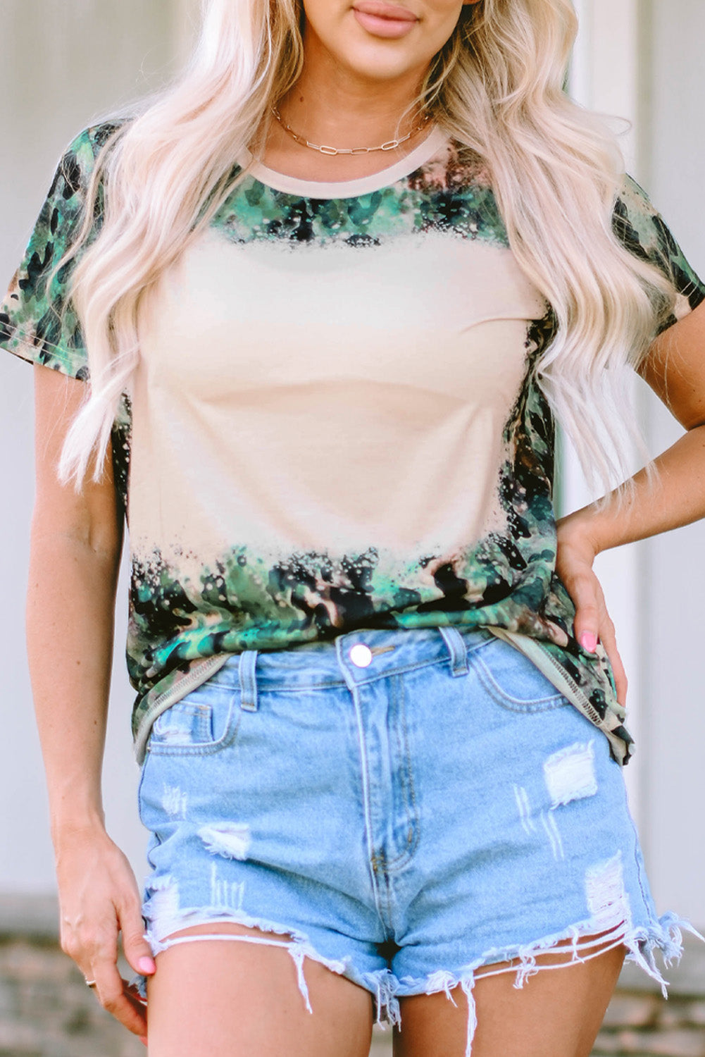 Women's T Shirt with Blank Graphic-Print Dyed Print