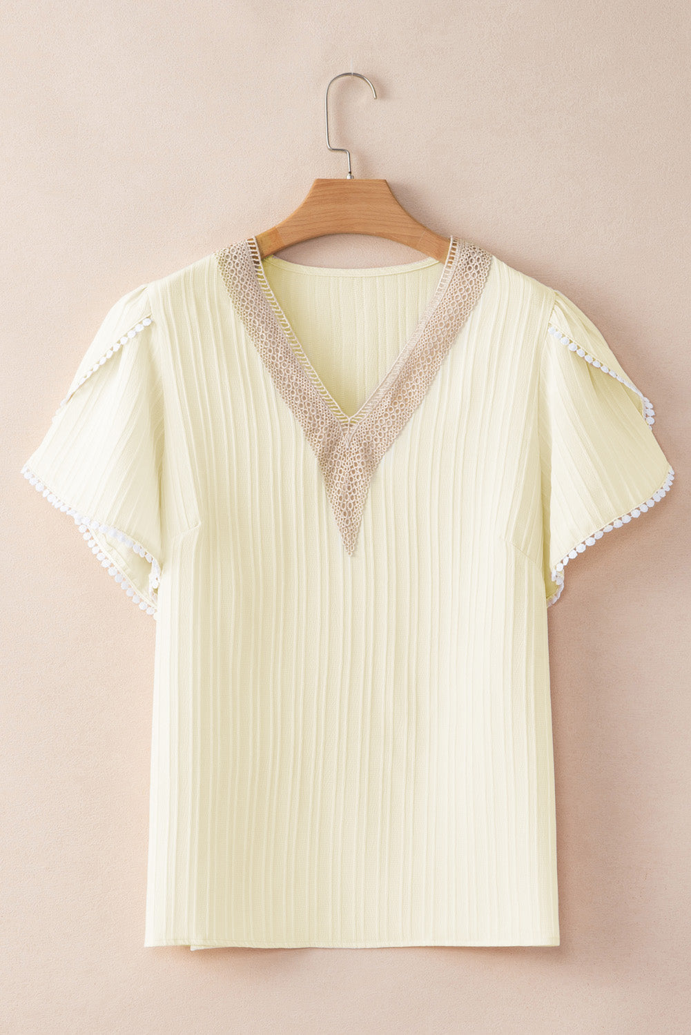 Blouse for Women Plus Contrast Guipure Lace-Trimmed Petal