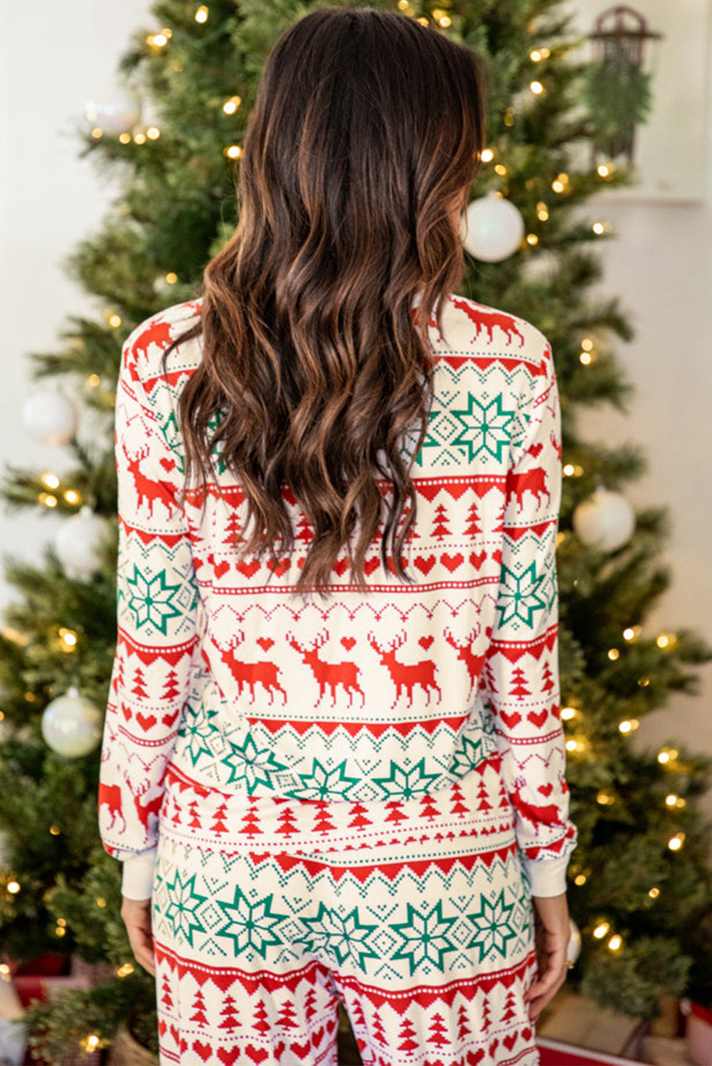 Print Pullover Christmas Pullover and Pants Lounge Set