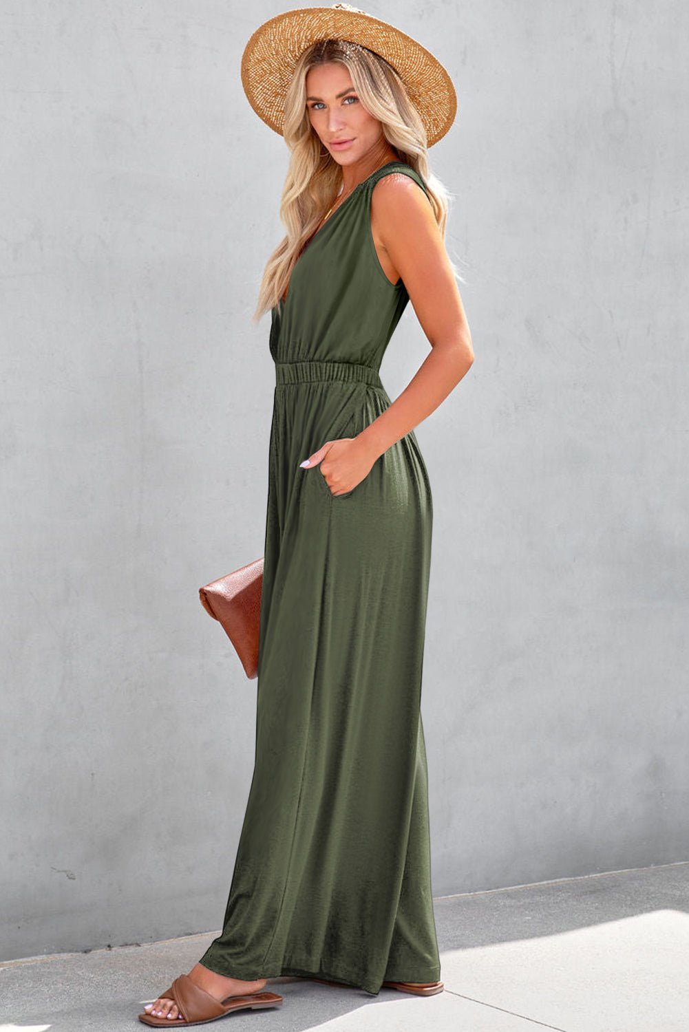 Jumpsuit for Women Crisscross Wide-Leg Open-Back