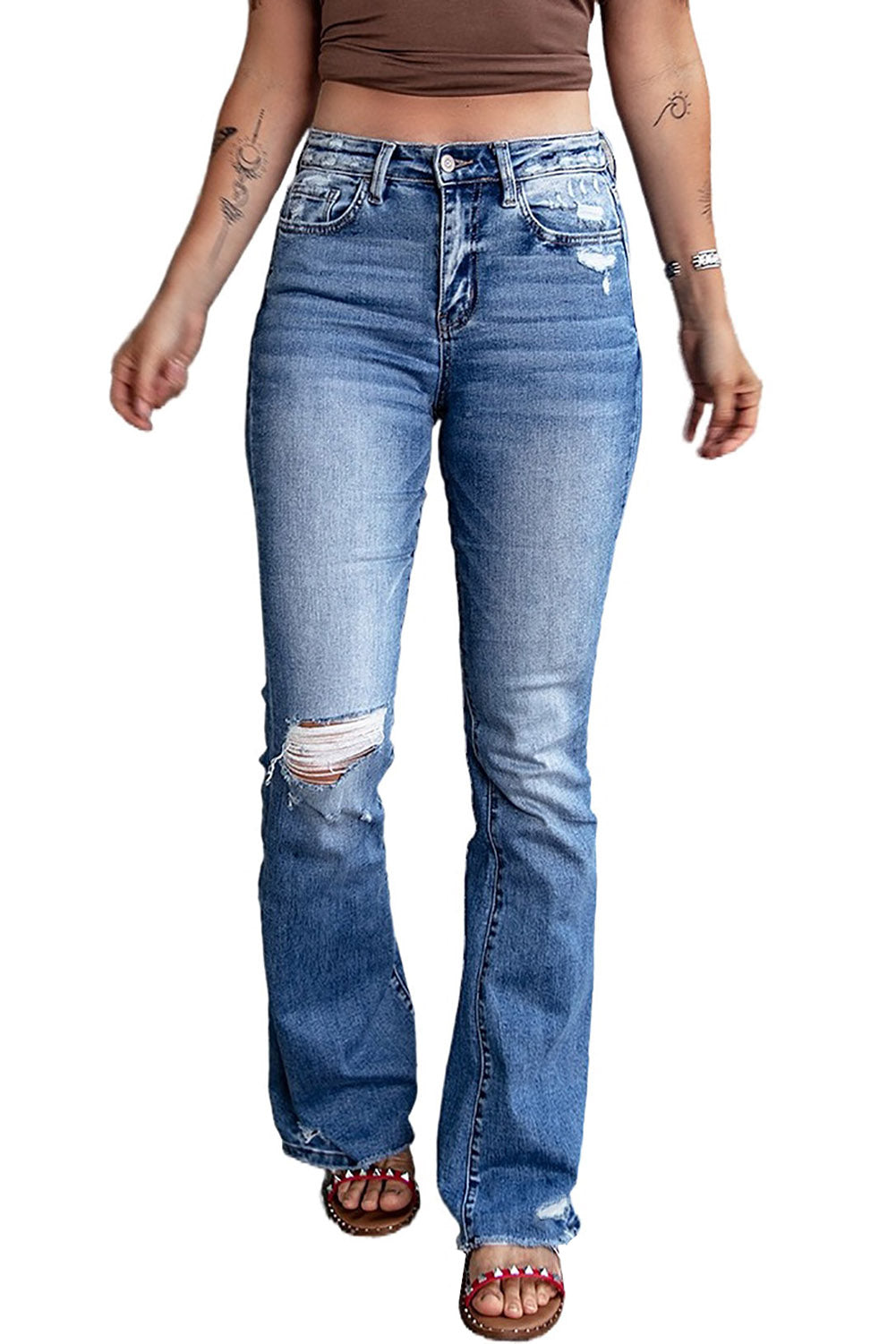 Women's Distressed Flare Jeans