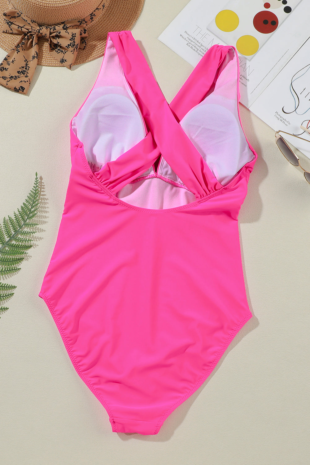 Women's Monokini Featuring Crossover Open-Back Ruched
