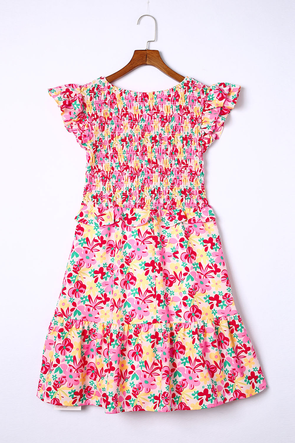 Women's Floral Dresses Featuring Shirred Bodice Ruffle-Trimmed
