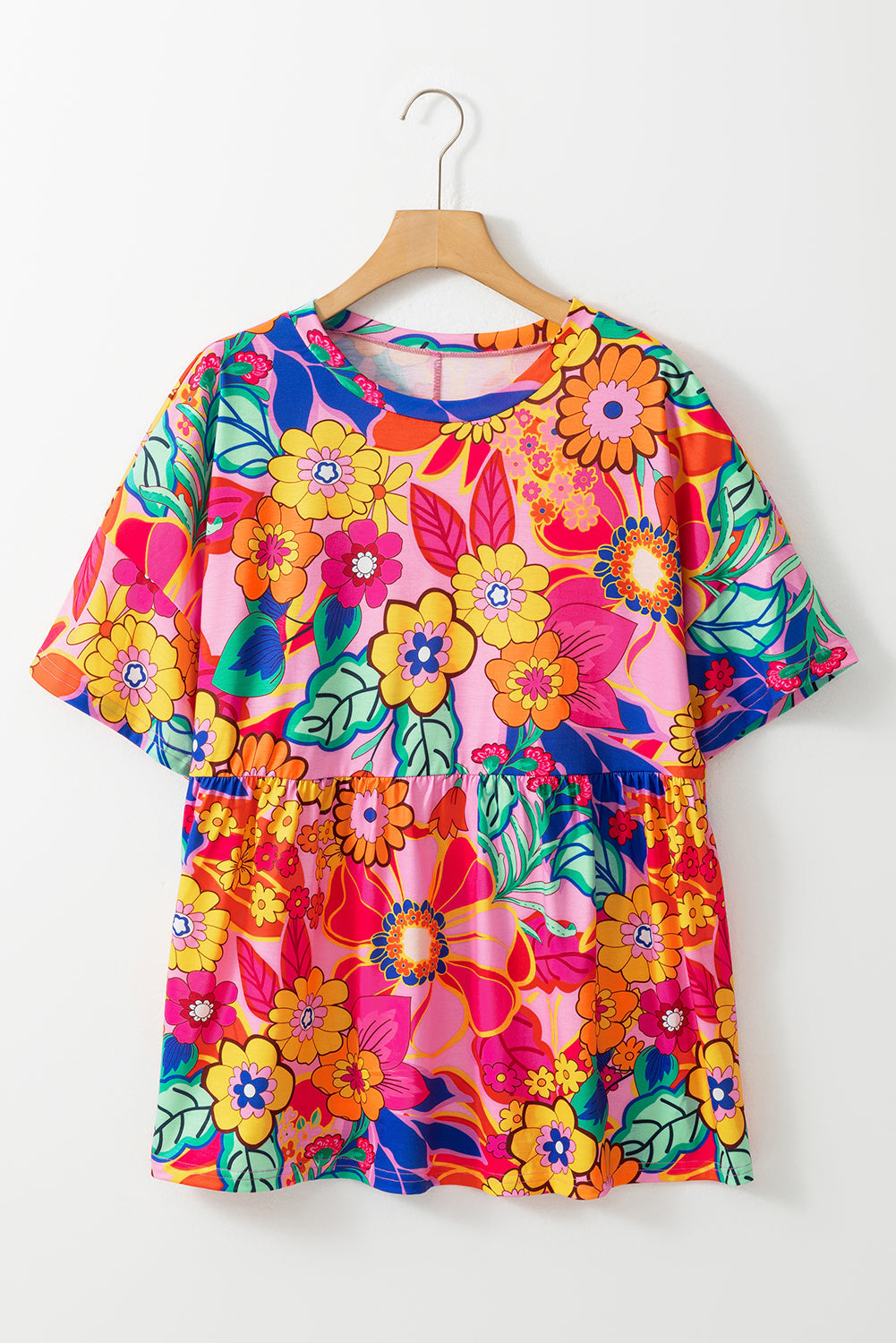 Women's Floral-Print Plus Size Babydoll Blouse
