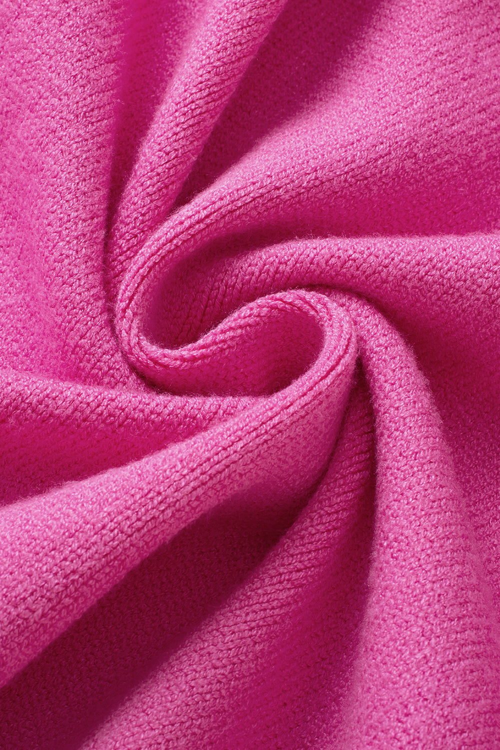 Bright Pink Color Contrast Side Pockets Button V-Neck Cardigan
