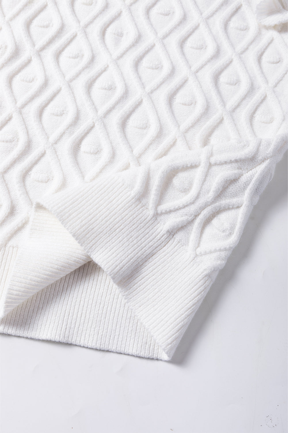 Women's Vest Featuring Textured Ruffle-Trimmed Mock Neck Knitted