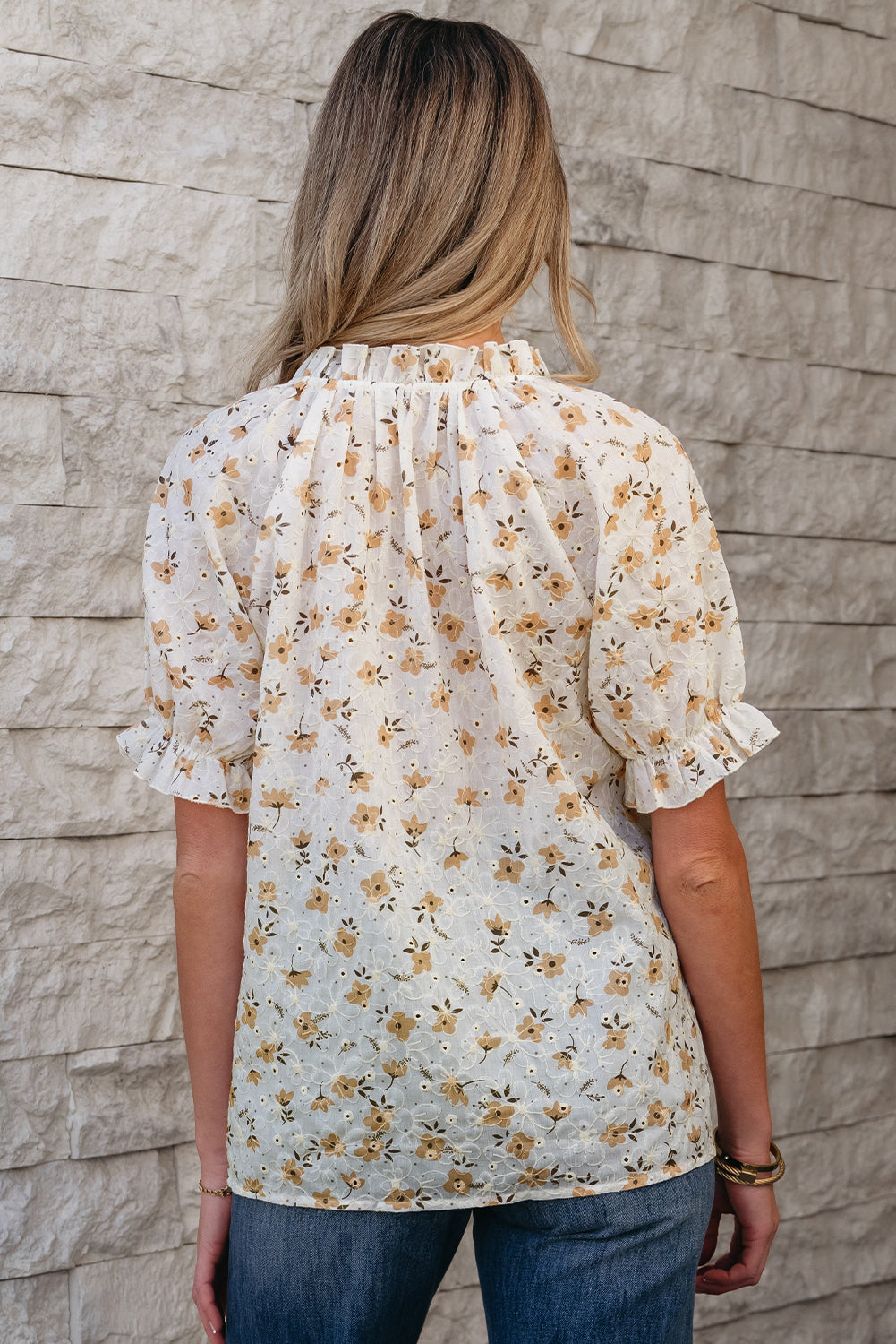 White Floral Eyelet Embroidered Blouse