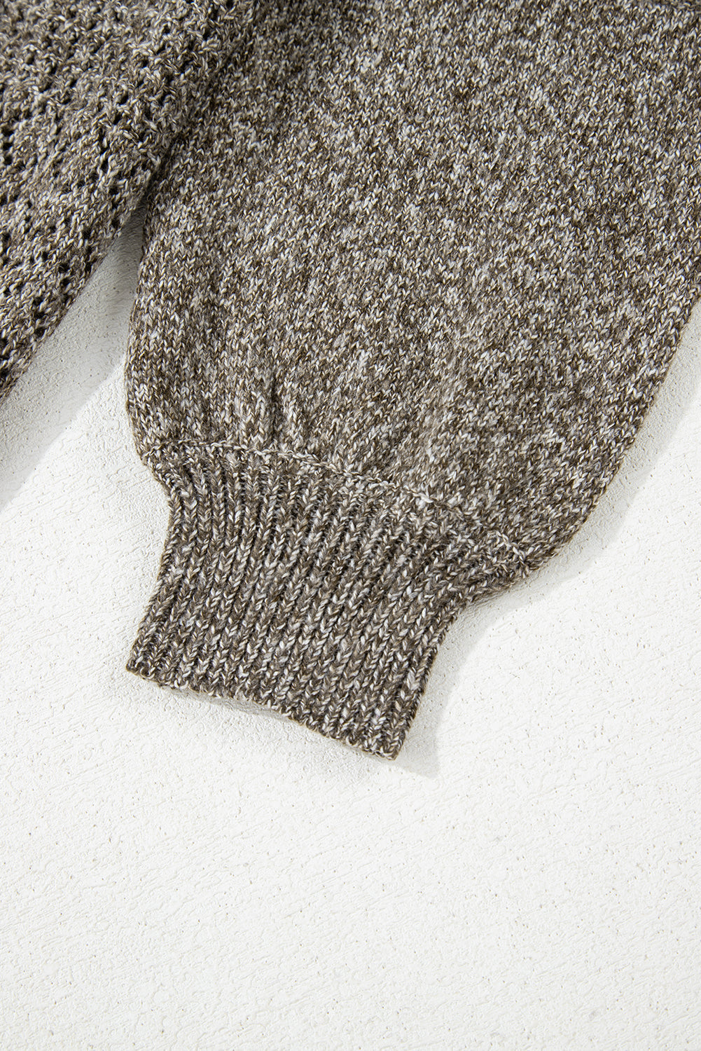 Eyelet Pattern Detail V Neck Drop Shoulder Sweater