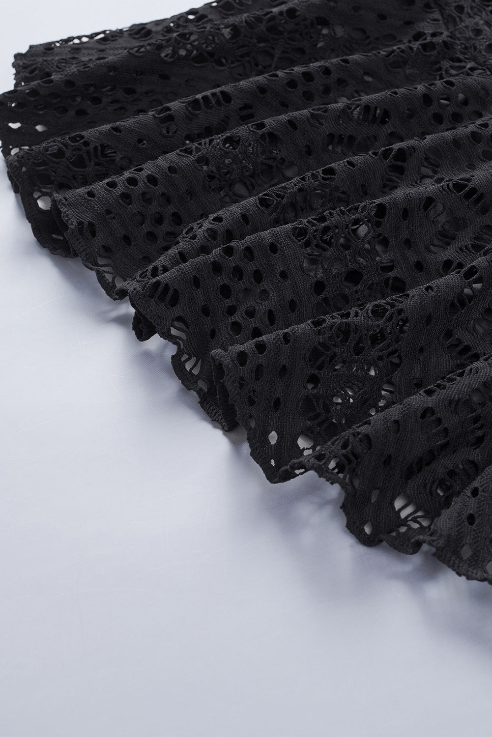 Lace Solid Crochet Skirted Bikini Bottom in Black