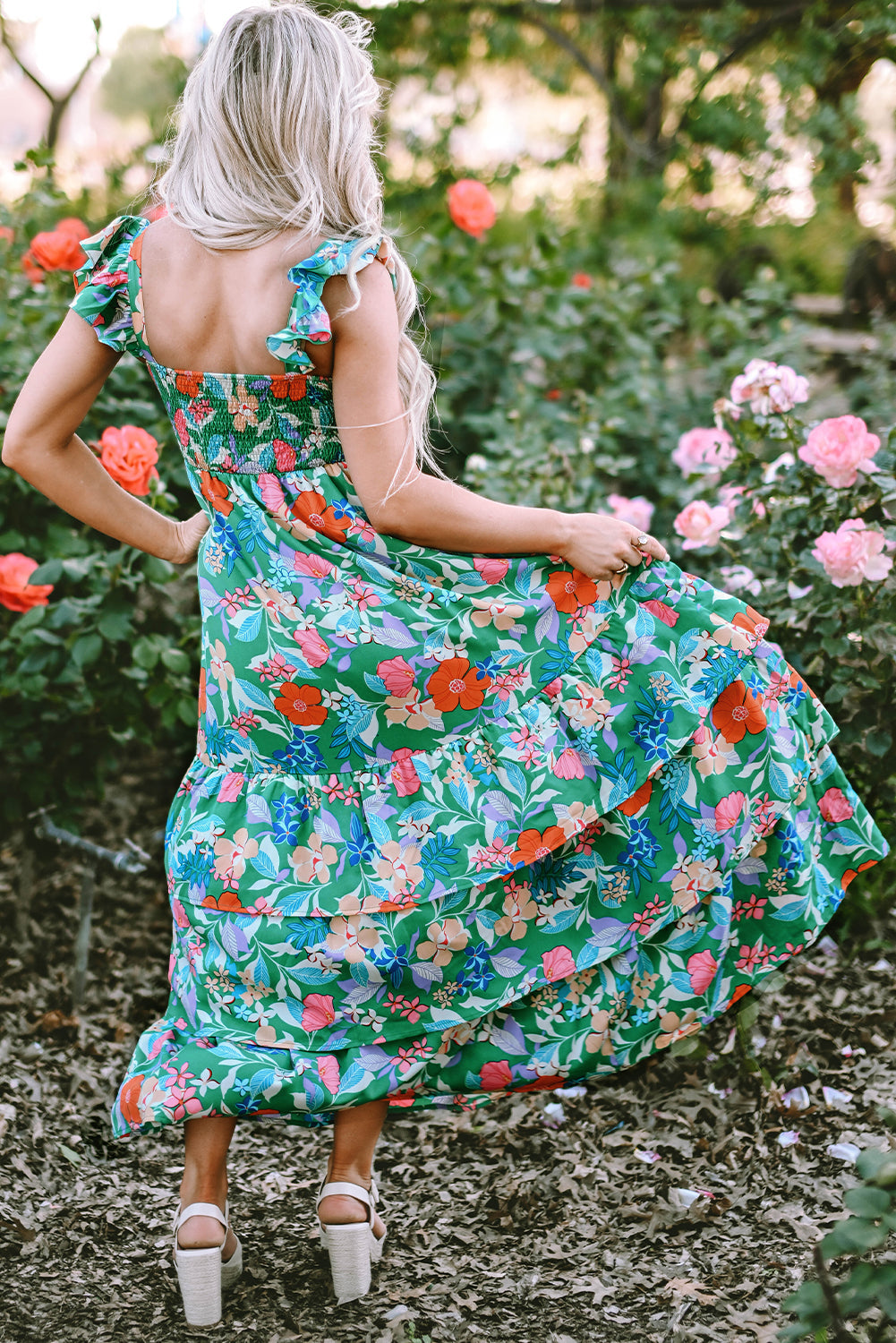 Women's Dresses Featuring Maxi Floral-Print Print Sleeveless