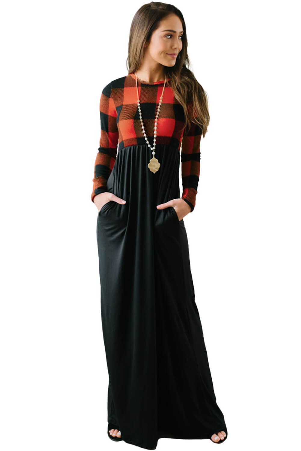 Top Buffalo Print Long Maxi Dress