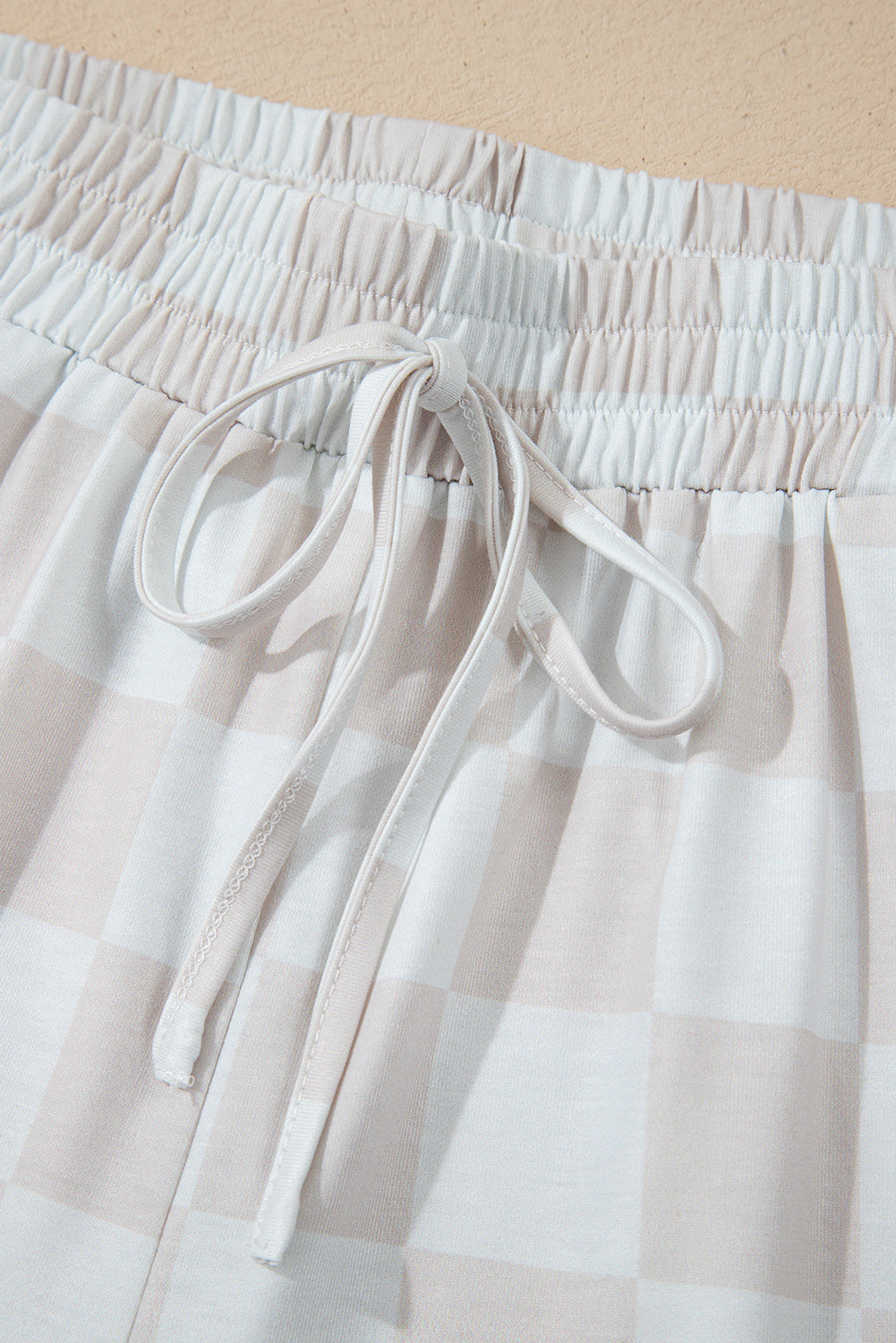 Tee Checkered V-Neck Drawcord Shorts Lounge Set Style