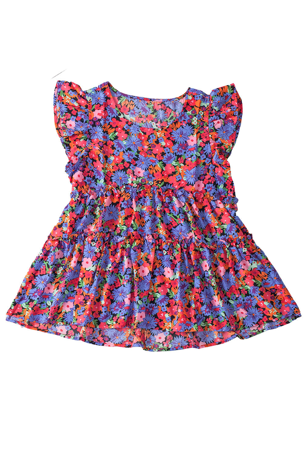 Women's Babydoll Top Featuring Ruffle-Trimmed Layered