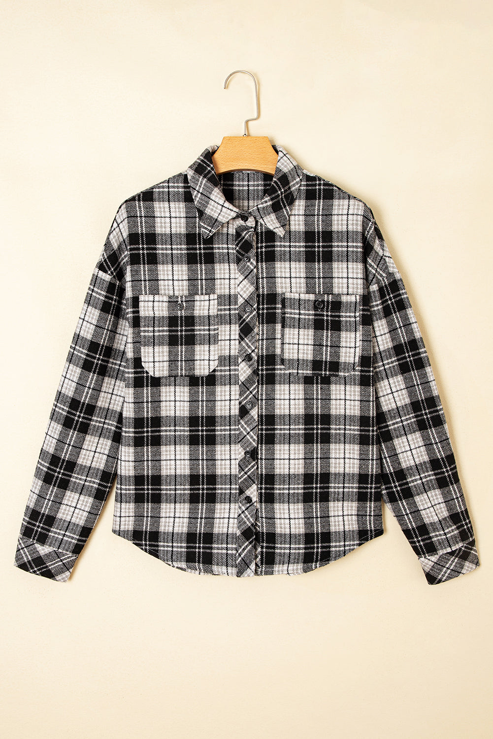 Chest Plaid Print Pockets Button-Front Shirt