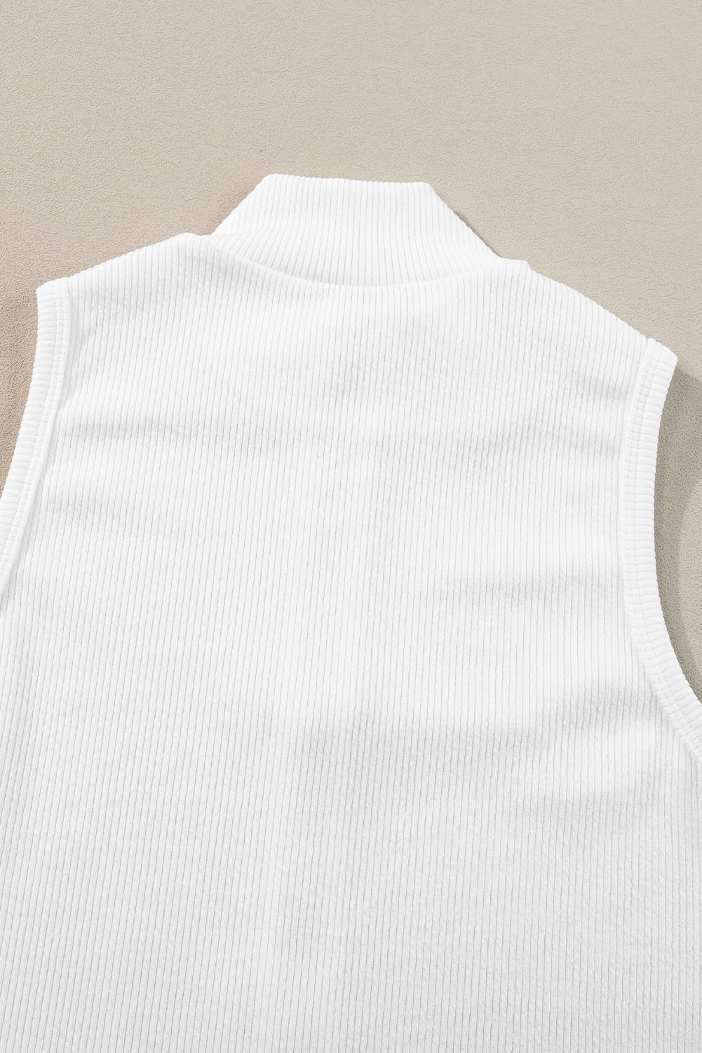 Women's Bodysuit with Zip up Rib-Knitted Sleeveless
